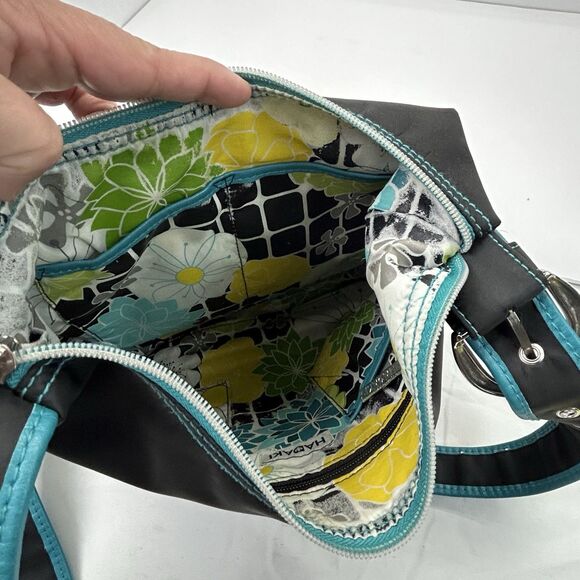 Hadaki Crossbody Purse Handbag Millipede Tote Black Teal Zipper - Picture 10 of 16